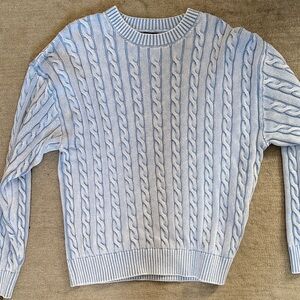 Cotton On Sky Blue Cable Knit Crewneck Sweater
